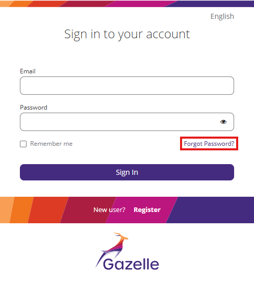Forgot password link location on the login screen.