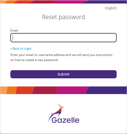 Screenshot of the reset password form